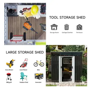 Charcoal Black Galvanized Steel Acrylic Storage Shed Outdoor Shed Slope Roof Double Door