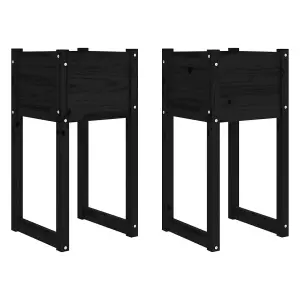 Berkfield Planters 2 pcs Black 40x40x81 cm Solid Wood Pine