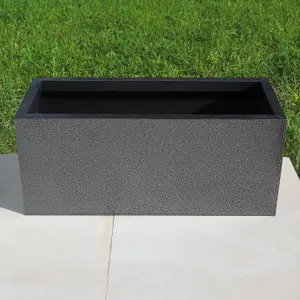 75cm Zinc Galvanised Graphite Black Textured Trough Planter