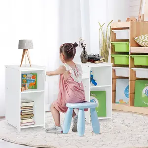 Costway 2 In 1 Kids Vanity Table Children Dressing Table Set w/ Mirror & Storage Shelves