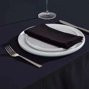 Homescapes Black Cotton Round Tablecloth 178 cm