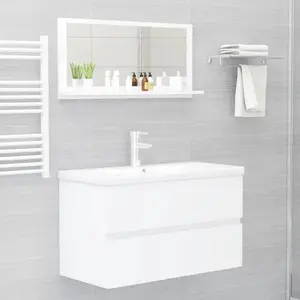 Dorlene Framed Wall Mounted Bathroom Mirror White / 80 cm