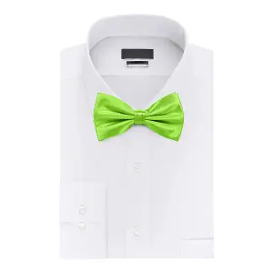 Lime Green Satin Polyester Bow Tie for Casual & Formal Wear, Wedding Party Accessory