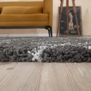 Moroccan Dark Grey Shaggy Living Room Rug 840