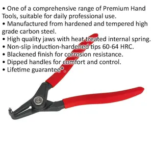 170mm Bent Nose External Circlip Pliers with Non-Slip Tips and Spring Loaded Jaws