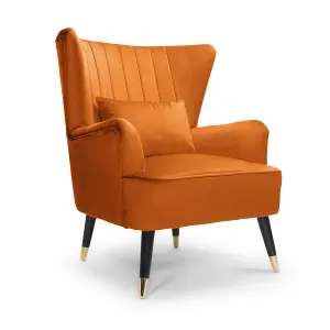 Velvet Orange Camila Accent Wingback Chair