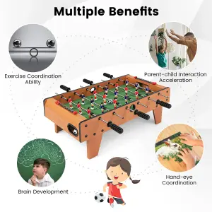 Costway 27'' Football Table Top Football Soccer Kids Family Game Toy Set Wooden Frame