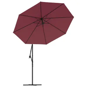 Berkfield Cantilever Umbrella with LED Lights and Steel Pole Wine Red