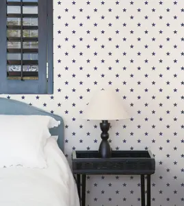 Galerie Deauville 2 Navy Blue White Deauville Star Smooth Wallpaper