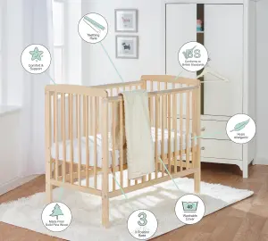 Kinder Valley Sydney Compact Cot Natural and Kinder Flow Mattress