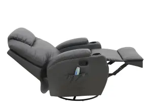 WestWood Bonded Leather Massage Sofa Swivel Chair Cinema Recliner Heating Function Grey