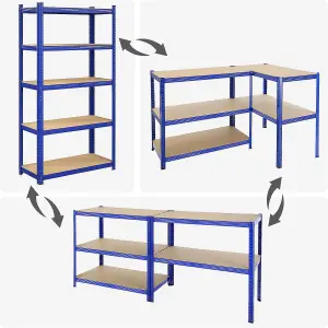 Garage Shelving, 5-Tier Storage Rack, 180 x 90 x 40 cm Max. Load 875 kg (175 kg per Tier), Shelving Unit, Adjustable Shelves, Blue