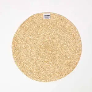 Homescapes Gold Handwoven Round Placemats Set of 4