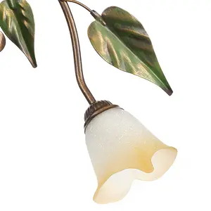 Luminosa Miranda 3 Light Multi Arm Semi Flush Ceiling Lamp, Antique Gold, Glass Shades