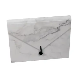 Marble-Effect 13 Pocket Expanding File with Elastic Loop Fastening - Modern A4 Document Paper Holder Filling Organiser Folder