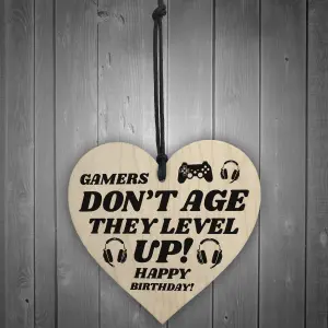 Red Ocean Gamer Birthday Gift For Son Brother Wooden Heart Gaming Sign Gift For Him