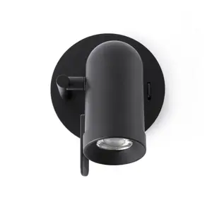 Luminosa Orleans 1 Light Indoor Adjustable Wall Spotlight Black, GU10