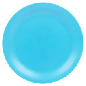 Teal  6 Pcs Unbreakable Reusable Coloured Plastic Dinner Plates Kids Party Tableware Blue