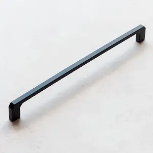 256mm Matt Black Cabinet Handle Slim Square Cupboard Drawer Door Pull Bedroom Bathroom Wardrobe Furniture Replacement Upcycle