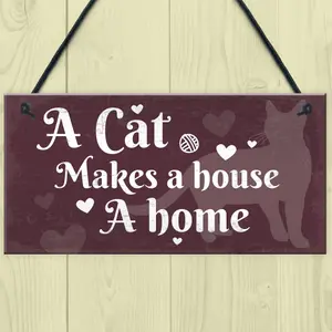 Red Ocean Shabby Chic Funny Home Cat Kitten House Hanging Plaque Pet Sign Friendship Birthday Christmas Gift