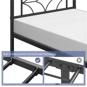 Yaheetech Black 3ft Single Metal Bed Frame with Sparkling Star Design Headboard and Footboard