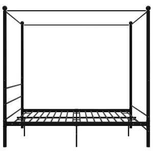 Berkfield Canopy Bed Frame Black Metal 180x200 cm 6FT Super King