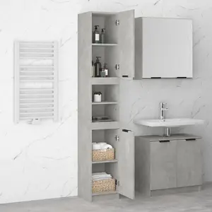 Berkfield Bathroom Cabinet Concrete Grey 32x34x188.5 cm Engineered Wood