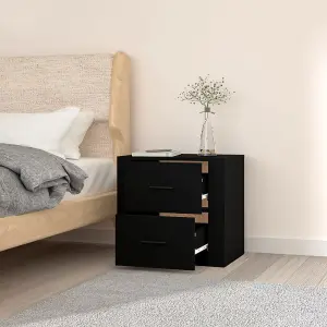 Berkfield Wall-mounted Bedside Cabinet Black 50x36x47 cm