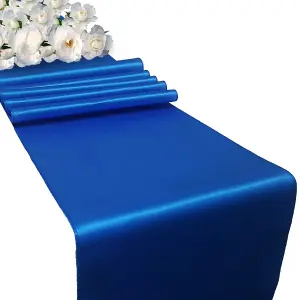 Neel Blue 11x 108 Inch Plain Satin Silk Table Runner, Royal Blue