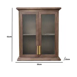 Melody Maison Wooden Reeded Glass Wall Cabinet