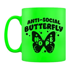 Grindstore Anti-Social Butterfly Neon Mug Green/Black (One Size)