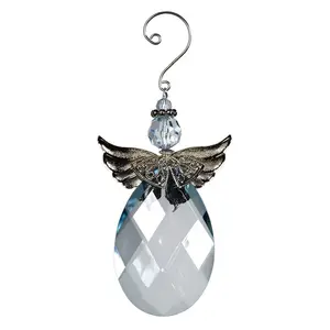 Acrylic Crystal Angel Hanging Figurine Ornament Light blue/Silver