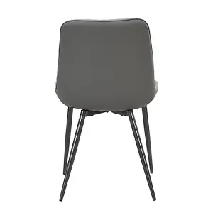 Furniture In Fashion Oston Grey Faux Leather Dining Chairs With Anthracite Legs In Pair