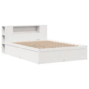 Berkfield Bed Frame without Mattress White 150x200 cm King Size Solid Wood Pine