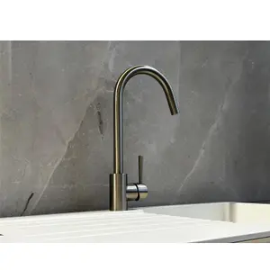 Liquida LS04BN Monobloc Swan Neck Single Lever Brushed Nickel Kitchen Mixer Tap