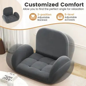 COSTWAY Folding Floor Game Chair for Adults Lazy Sofa Chair Adjustable Recliner