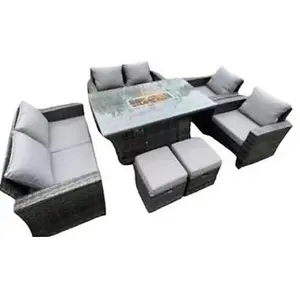 Midlands 8 Seater Rattan  Garden Furniture Set With Fire Pit