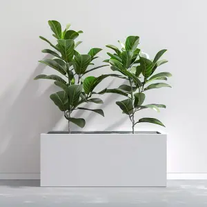 75cm Zinc Galvanised Matte White Trough Planter