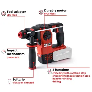 Einhell Cordless Rotary Hammer Drill 2.2J SDS+ 18V Power X-Change Drill Impact Chisel HEROCCO 18/20 - Body Only