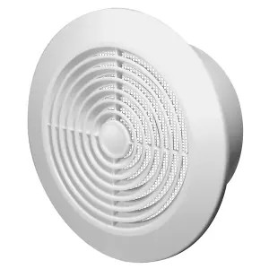 5-inch / 125 mm Circular Ceiling Mounted Air Vent Grille Cover, Round Ventilation Extract/Supply Valve Diffuser (White)