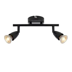 Luminosa Amalfi Twin Ceiling Spotlight 2 Light Matt Black Paint