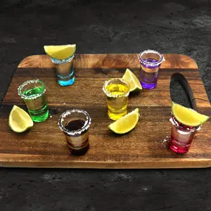 6 Pack 25ml Coloured Shot Glasses - Heavy Base for Tequila, Vodka, Espresso, Desserts - for Home, Party, Bar