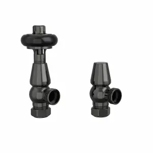 Rinse Bathrooms Traditional Angled TRV Thermostatic Radiator Valves Black Nickel