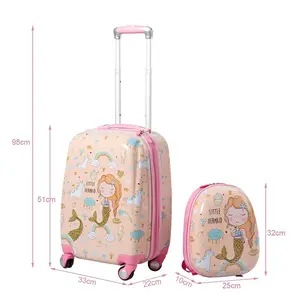 Costway 2Pcs 12" 18" ABS Kids Suitcase Backpack Luggage Set School Travel Lightweight