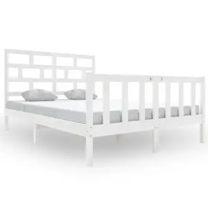 Berkfield Bed Frame White Solid Wood Pine 120x200 cm