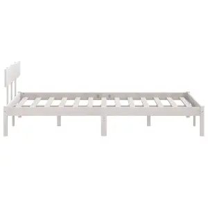 Berkfield Bed Frame White Solid Wood Pine 135x190 cm Double