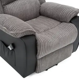 Postana Dual Motor Electric Rise Recliner Jumbo Cord Fabric Armchair Electric Lift Riser Chair (Grey)