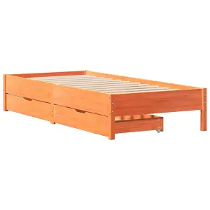 Berkfield Bed Frame without Mattress Wax Brown 100x200 cm Solid Wood Pine