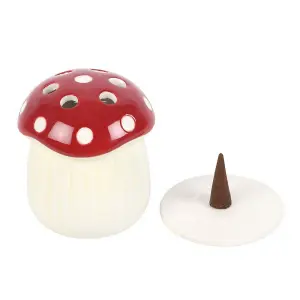 Something Different Mushroom Incense Cone Holder White/Red (One Size)