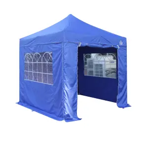 All Seasons Gazebos 2.5x2.5 Full Waterproof Pop Up Gazebo with 4 Heavyweight Side Panels and Accessories Royal Blue